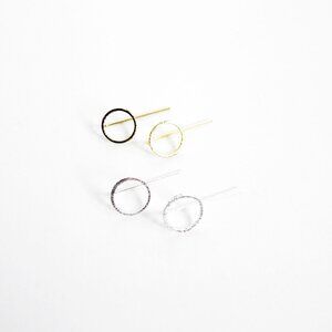 NEW 2 Pairs Brushed Gold Silver Geometric Minimalist Threader Drop Back Earrings